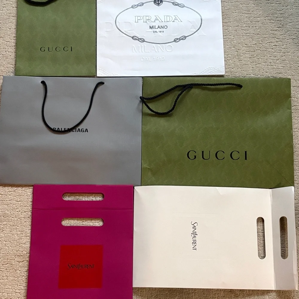 Designer Gucci Shopping Bag Set - Green Leather-Look Tote